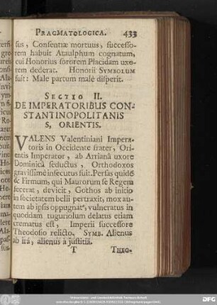 Sectio II. De Imperatoribus Constantinopolitanis S, Orientis.