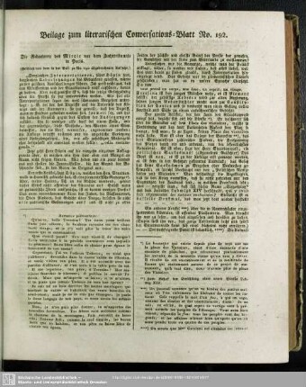 Beilage zum literarischen Conversations-Blatt No. 192