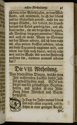 Die VIII. Abtheilung.