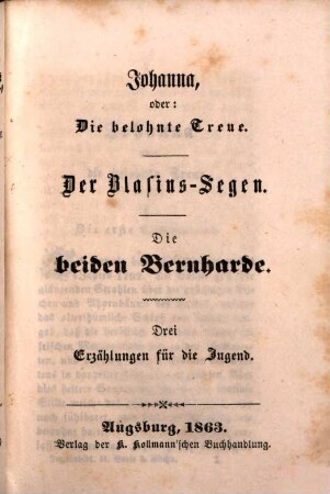 Johanna, oder: Die belohnte Treue