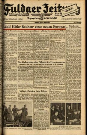 Ausgabe vom Mittwoch, den 21. April 1943.