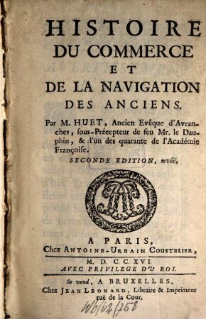 Histoire du Commerce ... des Anciens