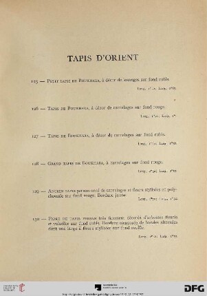 Tapis d’Orient (Nr. 125-135)