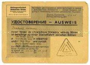 Dienstreiseauftrag für Hermann Trinkaus (russisch und deutsch) - Familienkonvolut