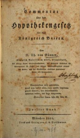 Commentar über das Hypothekengesetz für das Königreich Baiern, 2