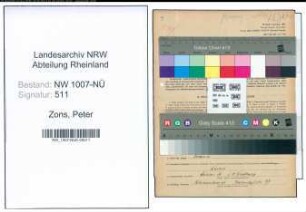 Entnazifizierung Peter Zons , geb. 19.05.1910 (Verw.Angestellter)