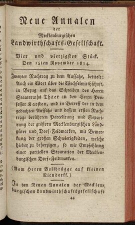 Vier und vierzigstes Stück. Den 15ten November 1814.