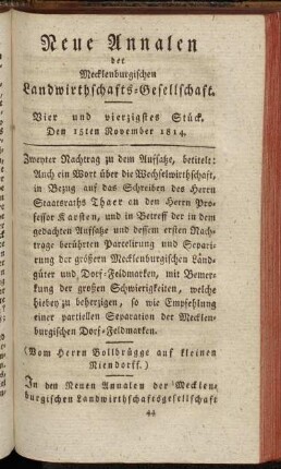 Vier und vierzigstes Stück. Den 15ten November 1814.