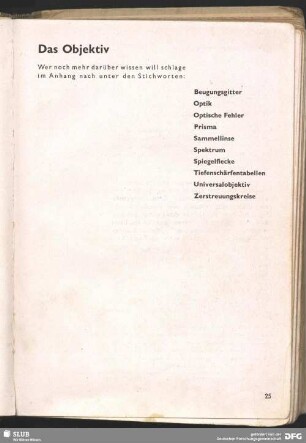 Das Objektiv