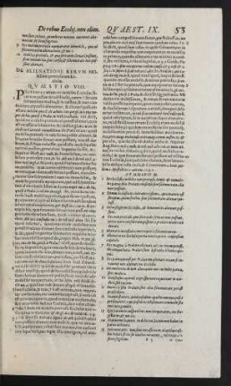 De Rerum Mobilium Modicarum Ecclesiae alienatione. Quaestio IX.
