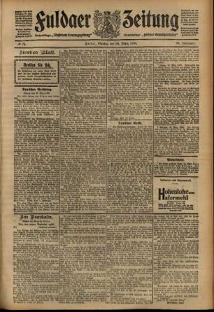 Zweite Ausgabe vom Montag, den 30. März 1908.