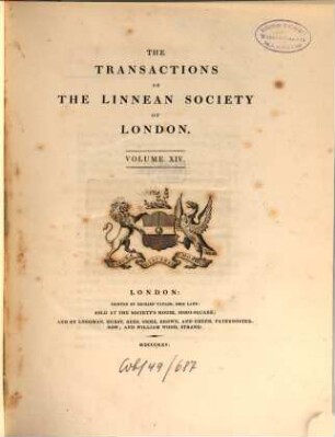 The transactions of the Linnean Society of London. 14. 1825