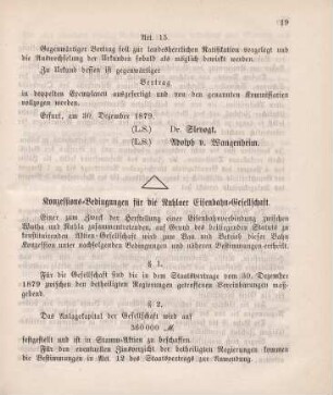 Konzessions-Bedingungen für die Ruhlaer Eisenbahn-Gesellschaft