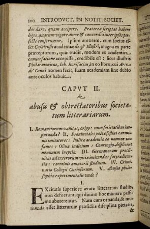 Caput II. de abusu & obtrectatoribus societatum litterariarum