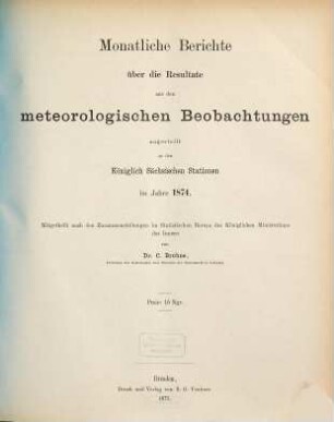 Zeitschrift des Königlich Sächsischen Statistischen Bureaus. 21. 1875
