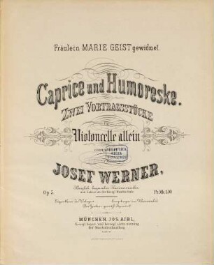 Caprice und Humoreske : 2 Vortragsstücke für Violoncelle allein ; op. 5