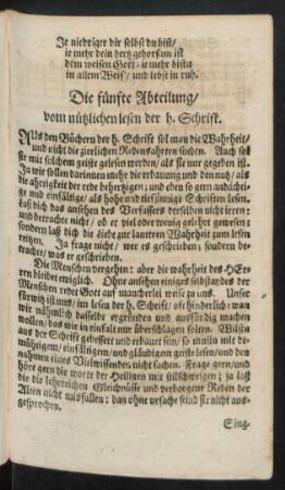 Die fünfte Abteilung/ vom nützlichen lesen der h. Schrift.