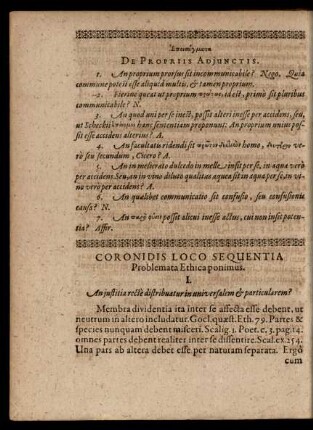 Coronidis Loco Sequentia Problemata Ethica ponimus.
