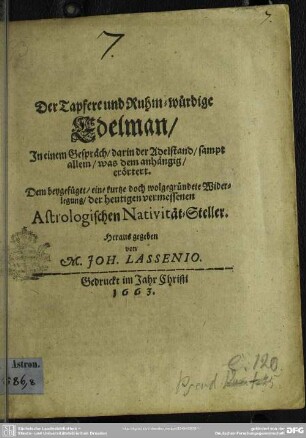 Der tapfere und ruhm-würdige Edelman