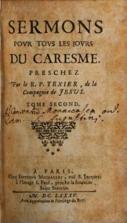 Sermons Pour Tous Les Jours Du Caresme, 2