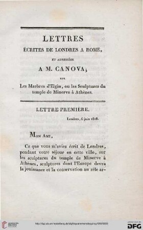 Lettre première
