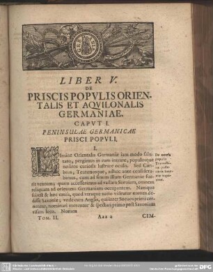 Liber V. De Priscis Populis Orientalis Et Aquilonalis Germaniae