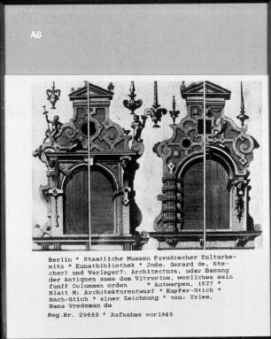 Architectura oder Bauung der Antiquen aus dem Vitruvius, woellches sein funff Colummen orden; Blatt M: Architekturentwurf