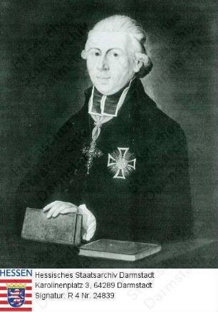 Dalberg, Karl Theodor Reichsfreiherr v. (1744-1817) / Porträt, an Tisch mit Büchern sitzend, Halbfigur