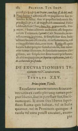 De Excusationibus Tutorum vel Curatorum. Titulus XXV.