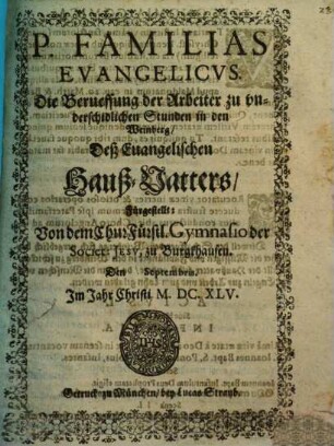 Pater-familias evangelicus : [Periocha, Burghausen]