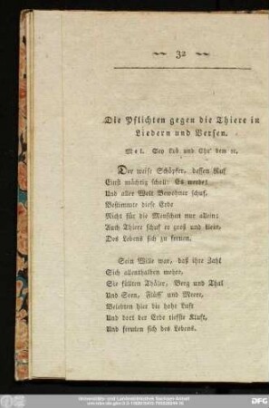 Die Pflichten gegen die Thiere in Liedern und Versen.