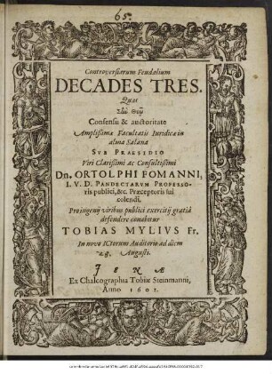 Controversiarum Feudalium Decades Tres