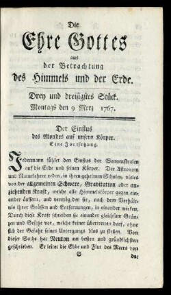 Drey und dreisigstes Stück. Montags den 9 Merz 1767