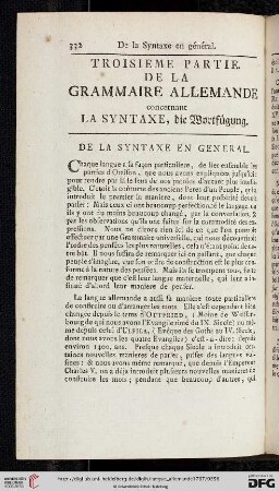 III. Partie, de la Syntaxe