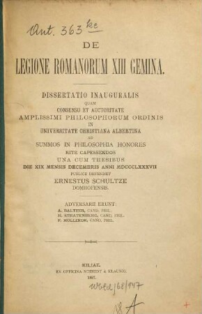 De legione Romanorum XIII gemina