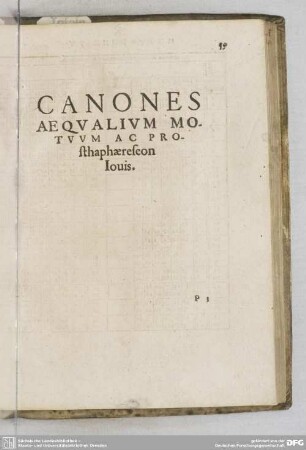 CANONES AEQUALIUM MOTUUM AC PROSTHAPHAERESEON IOUIS.
