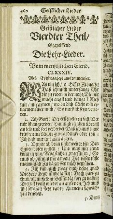 Geistlicher Lieder Vierdter Theil/ Begreiffend Die Lehr-Lieder.