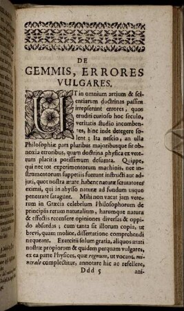 De Gemmis, Errores Vulgares.