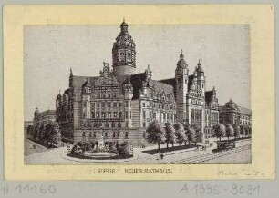 Das Neue Rathaus in Leipzig, 1905 erbaut, an der Stelle der 1897 abgebrochenen Pleißenburg
