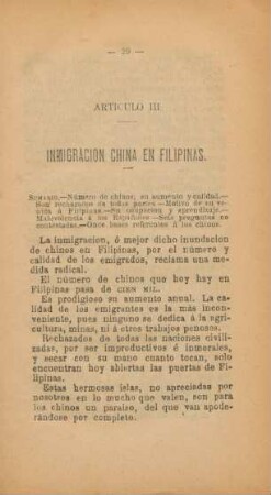 Artículo III. Inmigración China en Filipinas