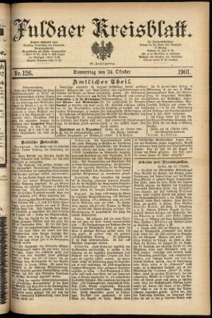 Erste Ausgabe vom Donnerstag, den 24. Oktober 1901.