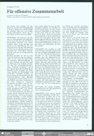 Für offensive Zusammenarbeit (Interview) : Design in Polen