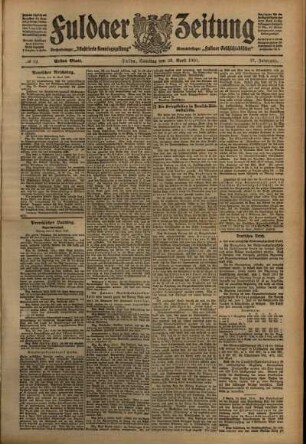 Erste Ausgabe vom Samstag, den 23. April 1910.