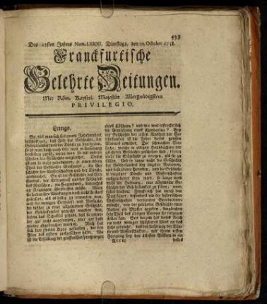 Num. LXXXI. Dienstags, den 10. October 1758 - Num. XC. Freytags, den 10. November 1758.