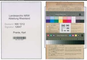 Entnazifizierung Karl Prante , geb. 11.11.1889 (Steuersekretaer)