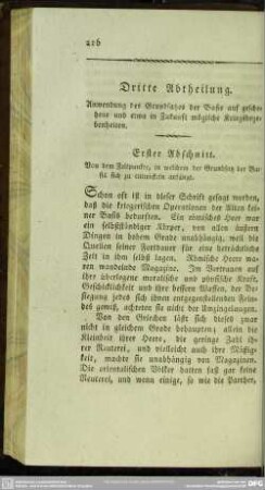 Dritte Abtheilung. Anwendung des Grundsatzes der Basis auf geschehene und etwa in Zukunft mögliche Kriegsbegebenheiten