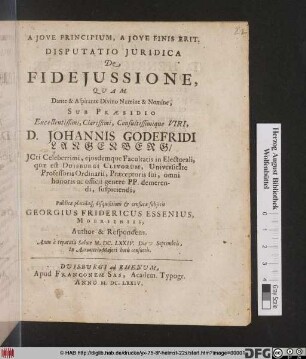 Disputatio Iuridica De Fideiussione