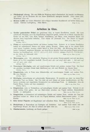 Arbeiten in Glas (Nr. 73-89)