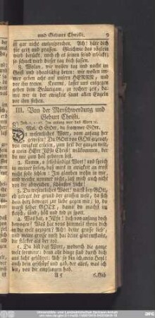 III. Von der Menschwerdung und Geburt Christi.