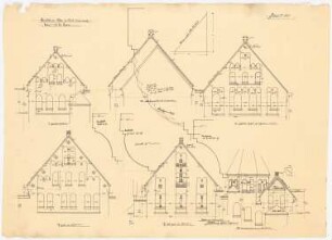 Benediktinerabtei St. Mauritius, Clerf (Clervaux): Details der Giebel, Ansichten 1:50